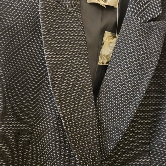 NWT Le Suit Career Office Wear Navy Blue Small Polka Dot Blazer Peplum Jacket 8 - Picture 10 of 11